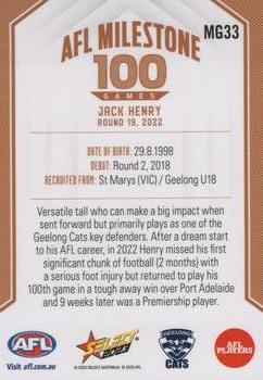 2023 Select AFL Footy Stars - AFL Milestones Games #MG33 Jack Henry Back